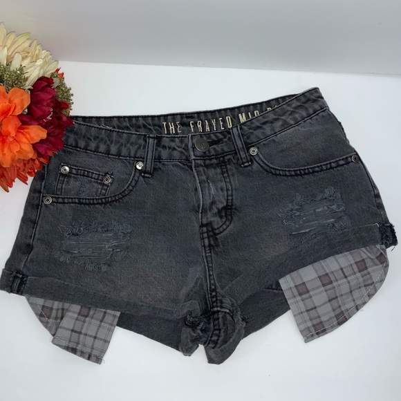 Ninety One Pants - Frayed Mid Rise Button Fly Jean Shorts Size 2